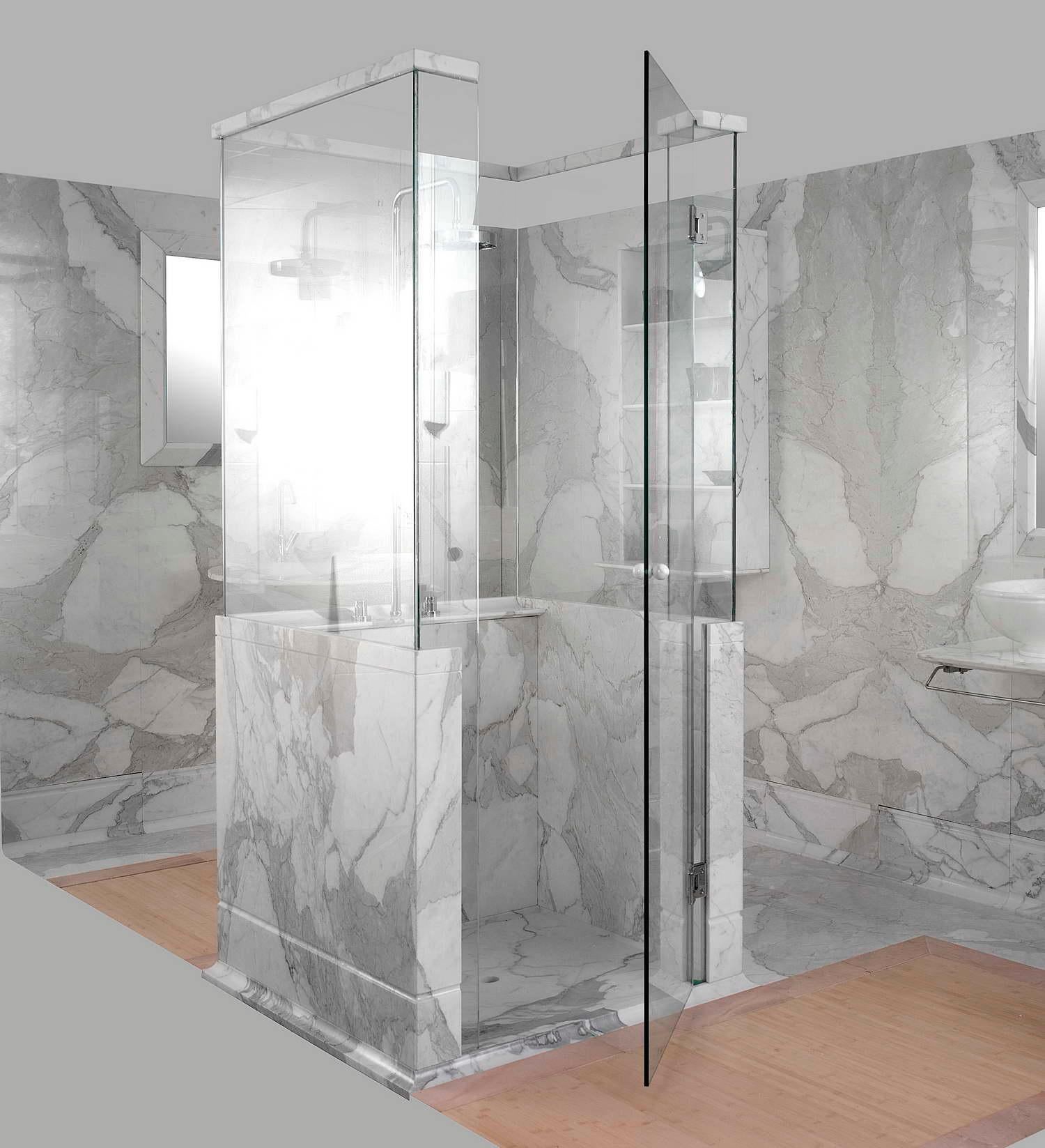 marble walk in shower