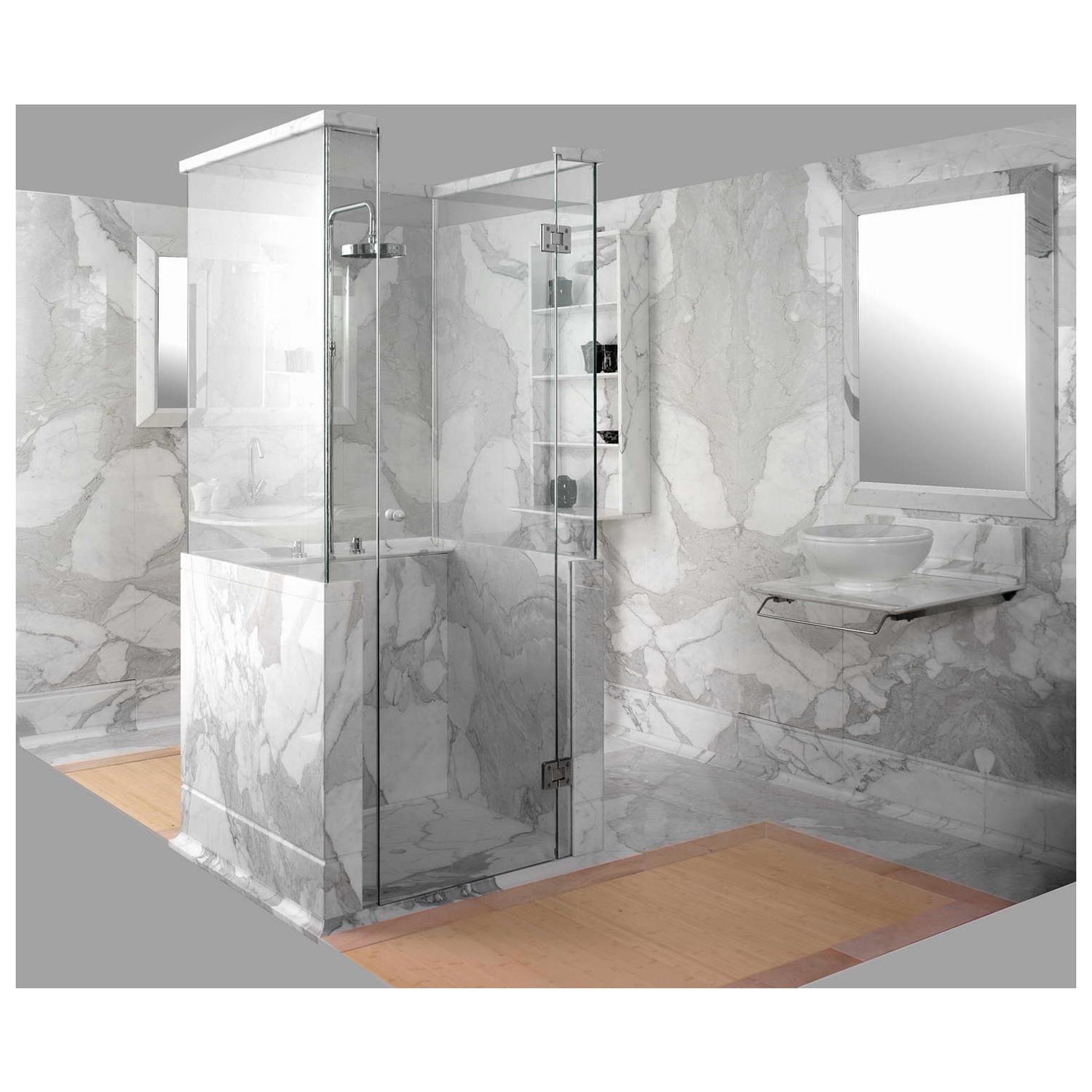 21St Century White Carrara and Calacatta Gold Marble Shower Cabin Caracalla