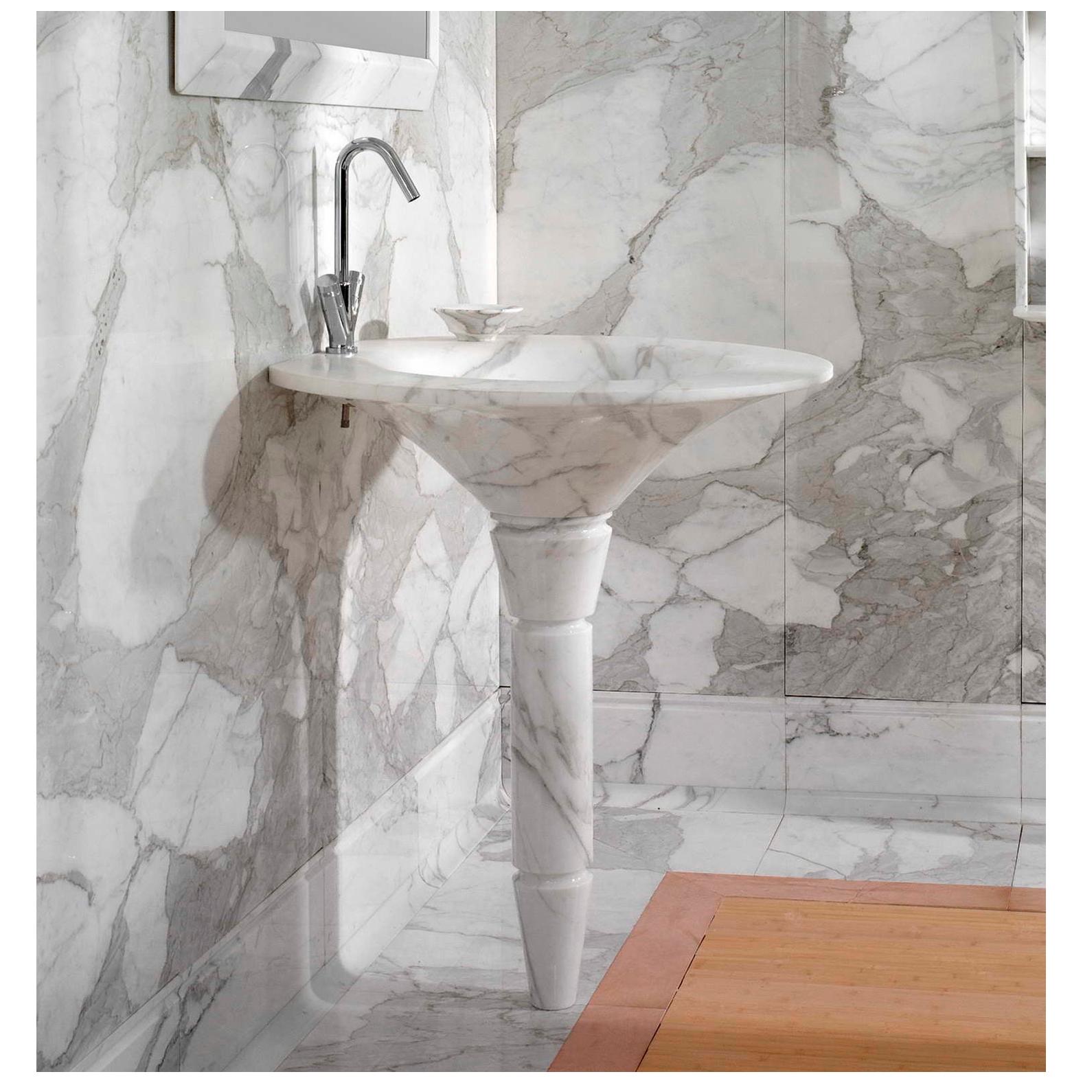 21st Century White Carrara & Calacatta Gold Marble Washbasin Grancaracalla