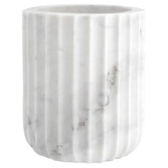 21st Century White Carrara Marble Honed Vase