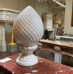 21st Century White Glazed Acorn Finial