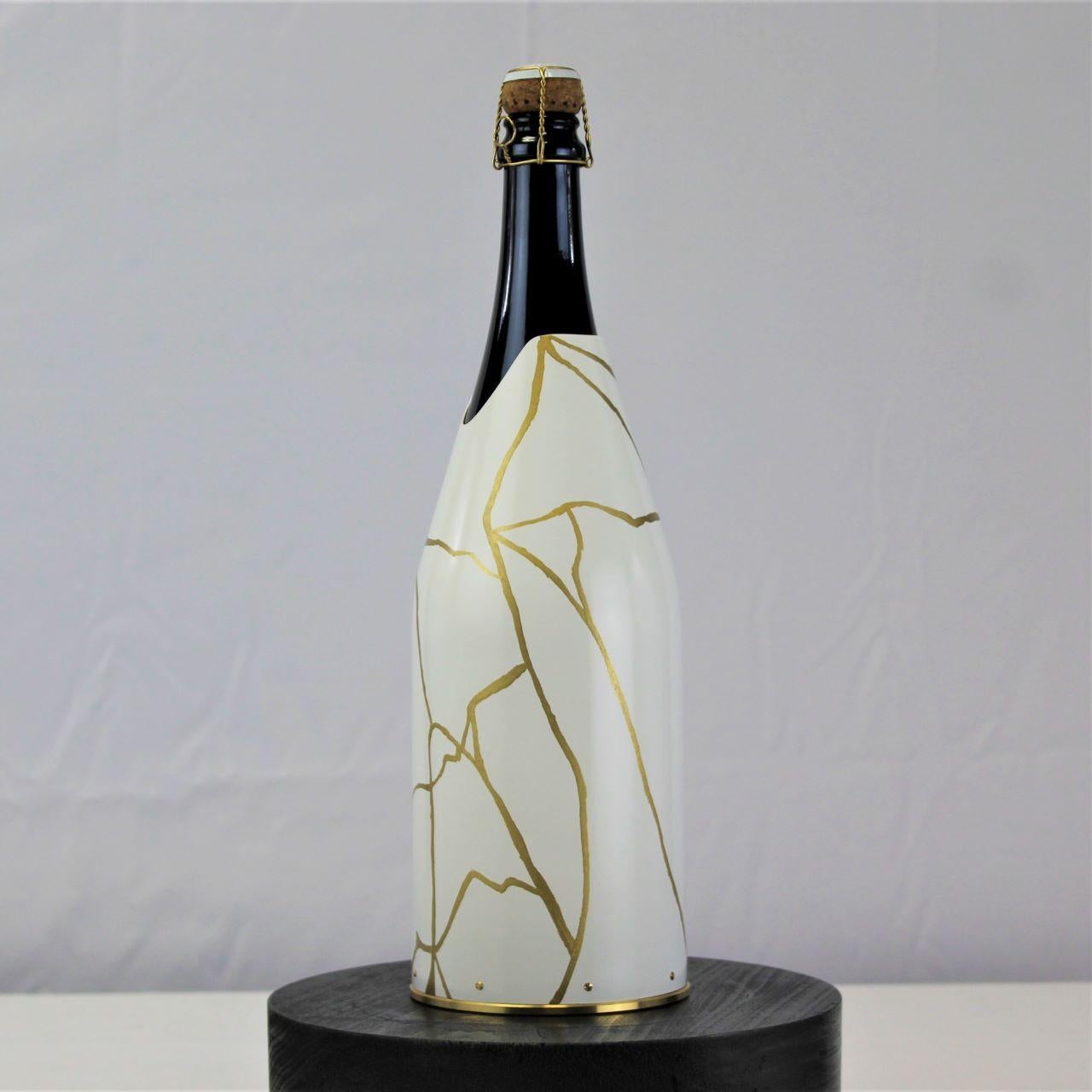 broken champagne bottle art