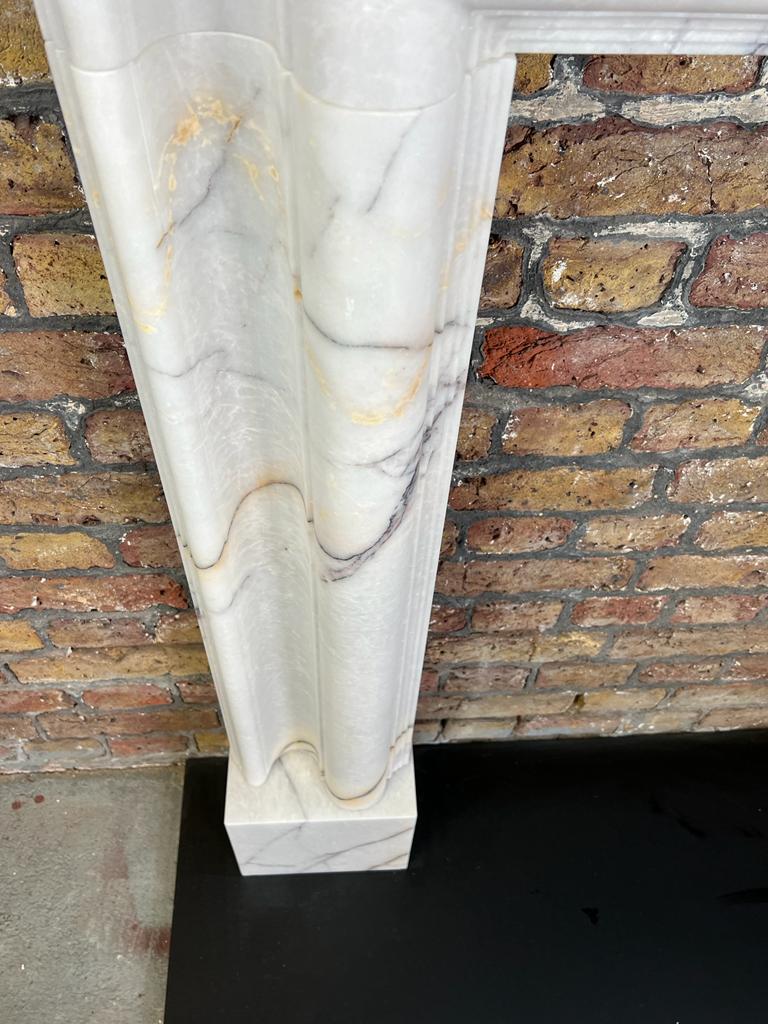 21st Century White Marble Breche Bolection Fireplace For Sale 3