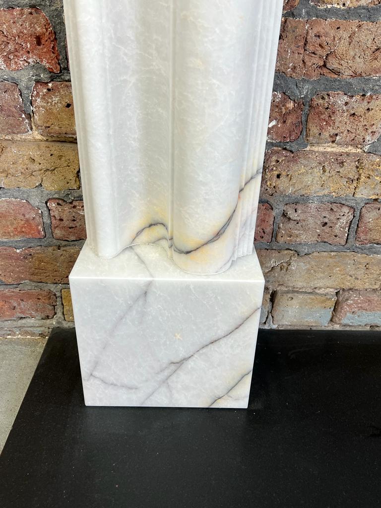 21st Century White Marble Breche Bolection Fireplace For Sale 6