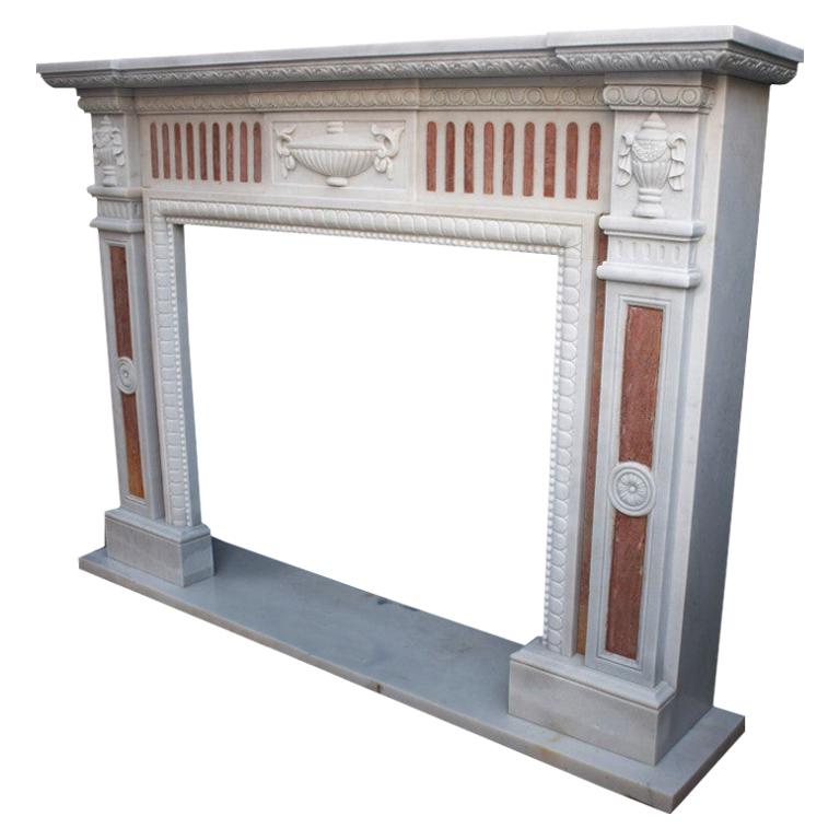 21st Century White Marble Fireplace Surround For Sale