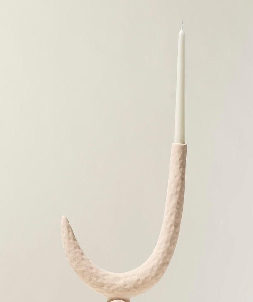 Enameled 21st Century White Matt Candlestick by Ceramica Gatti, designer A. Anastasio For Sale