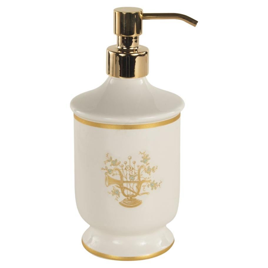 21st Century white porcelain  and decorated porcelain liquid soap dispenser For Sale