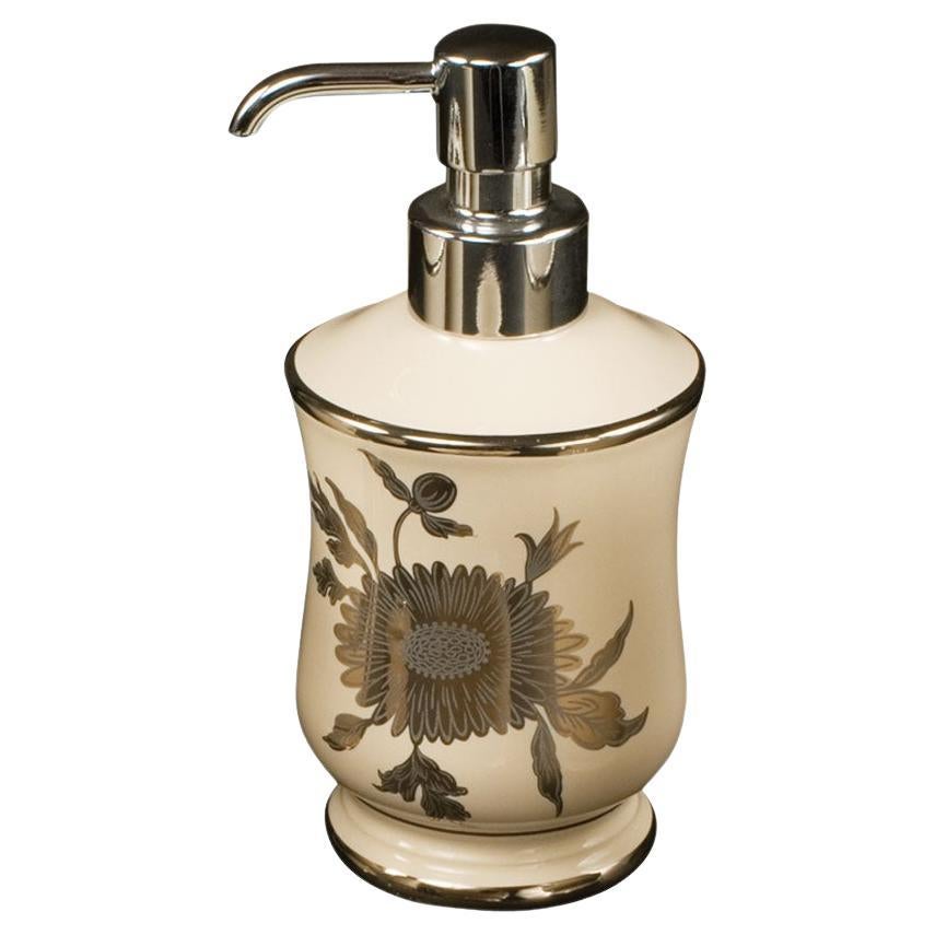 21st Century white porcelain  and decorated porcelain liquid soap dispenser