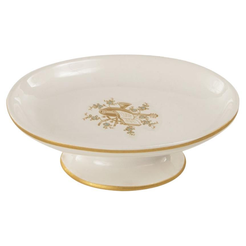 21st Century white porcelain  and decorated porcelain soap dish