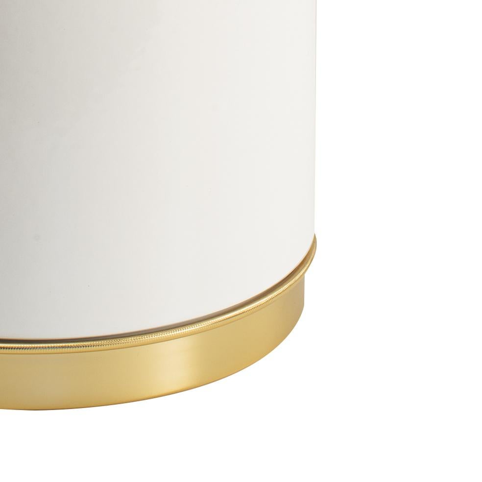 Modern 21st Century white porcelain  waste-bin with cover  For Sale