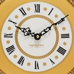 21st Century, White Porcelain with golden silk decoration wall Clock