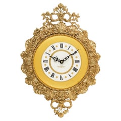 21st Century, White Porcelain with golden silk decoration wall Clock