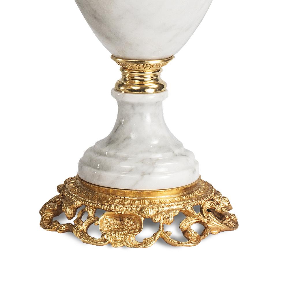 Louis XVI 21st Century White Veined Marble and Golden Bronze Potiche For Sale