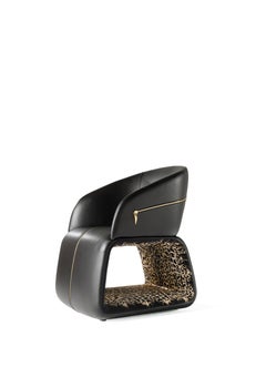 21st Century Wild Armchair in Black Leather by Roberto Cavalli Home Interiors