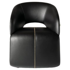 21st Century Wild Armchair in Black Leather by Roberto Cavalli Home Interiors