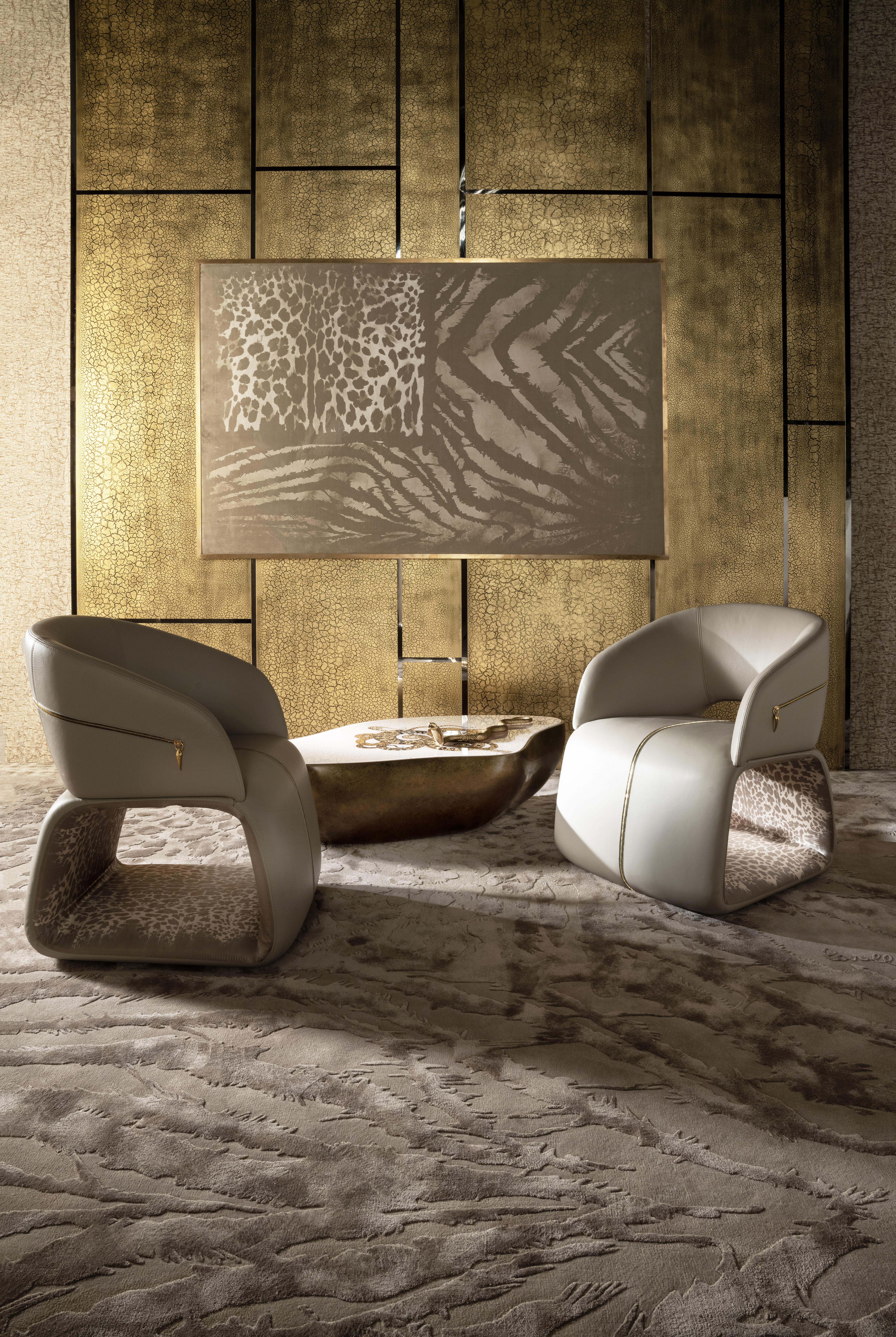 Contemporary 21st Century Wild Armchair in Leather by Roberto Cavalli Home Interiors For Sale