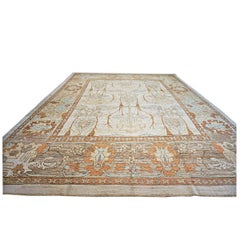 21st Century William Morris Donegal Carpet 13x18 Ivory, Tan, & Rust Handmade Rug