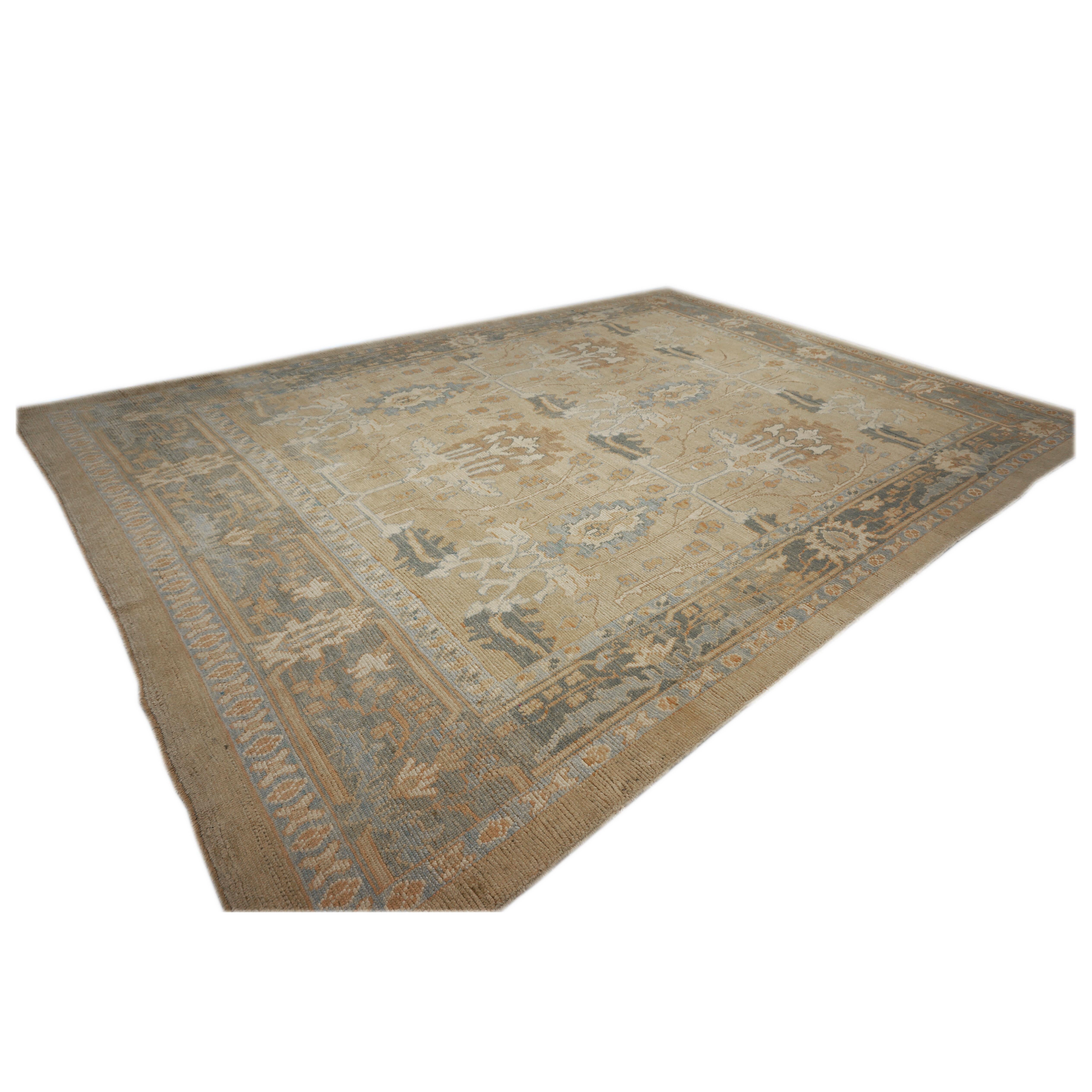 Oushak 21st Century William Morris Donegal Carpet Ivory and Tan For Sale