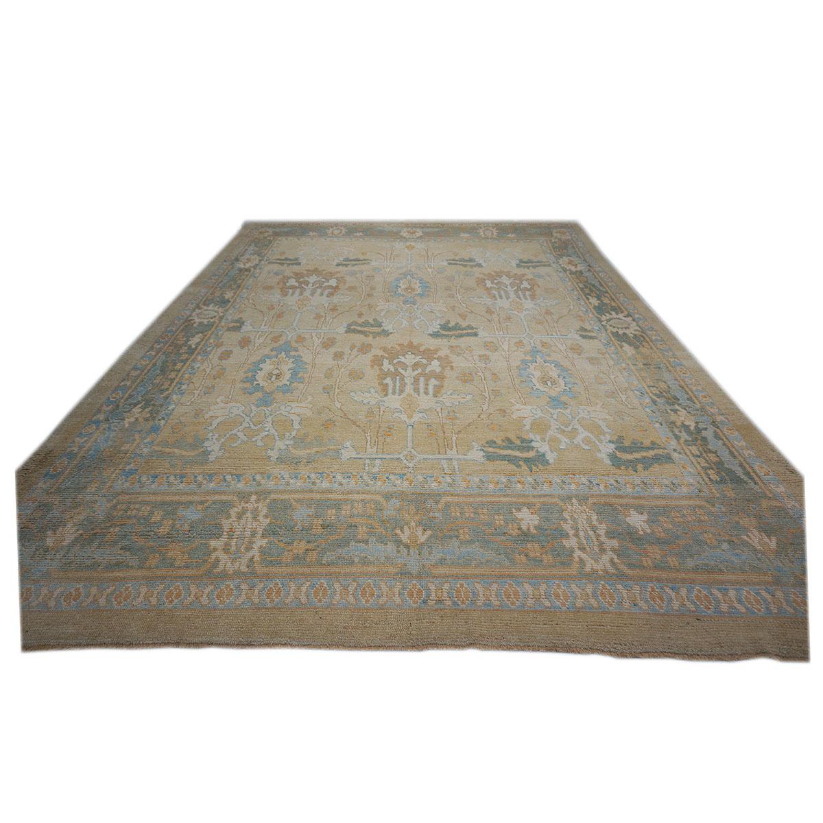 Hand-Woven 21st Century William Morris Donegal Carpet Ivory and Tan For Sale