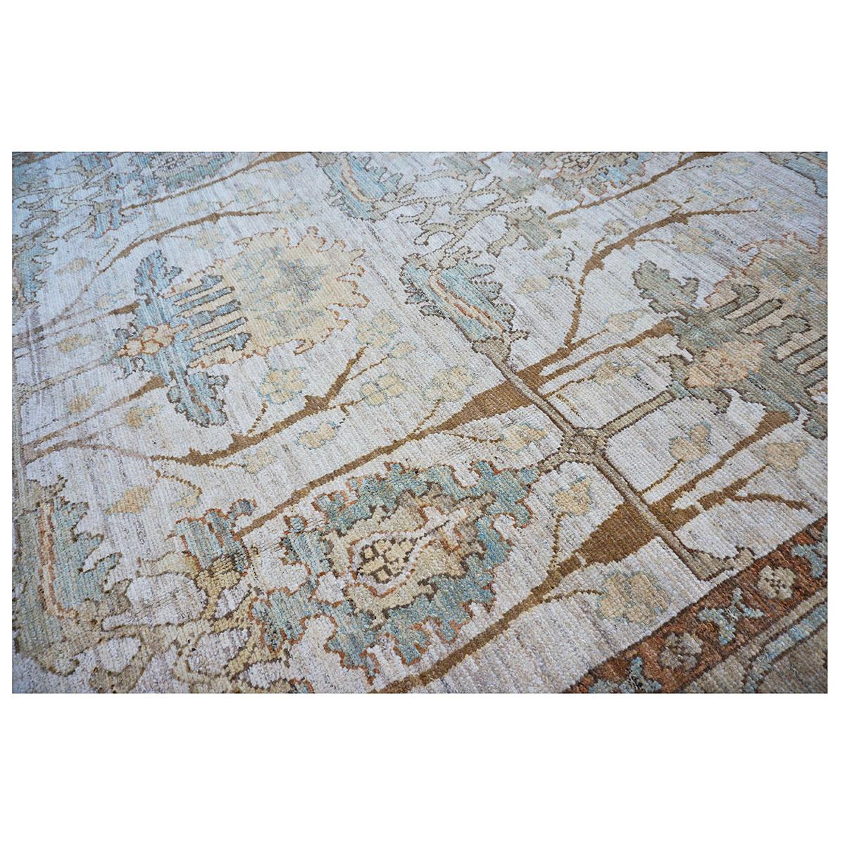 21st Century William Morris Donegal Carpet 13x18 Ivory, Tan, & Rust Handmade Rug For Sale 1