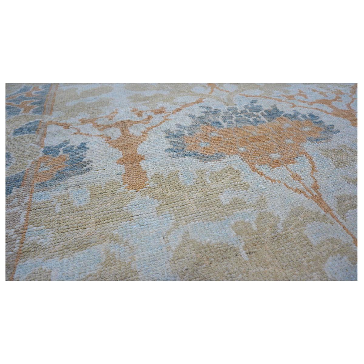 Turkish 21st Century William Morris Donegal Carpet Light Blue and Orange For Sale