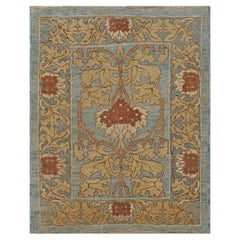 21st Century William Morris Donegal Carpet 4.4x5.7 Light Blue, Tan, & Rust