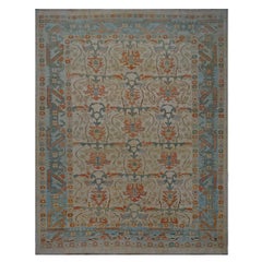 21st Century William Morris Donegal Carpet 10x13 Tan & Blue Handmade Area Rug