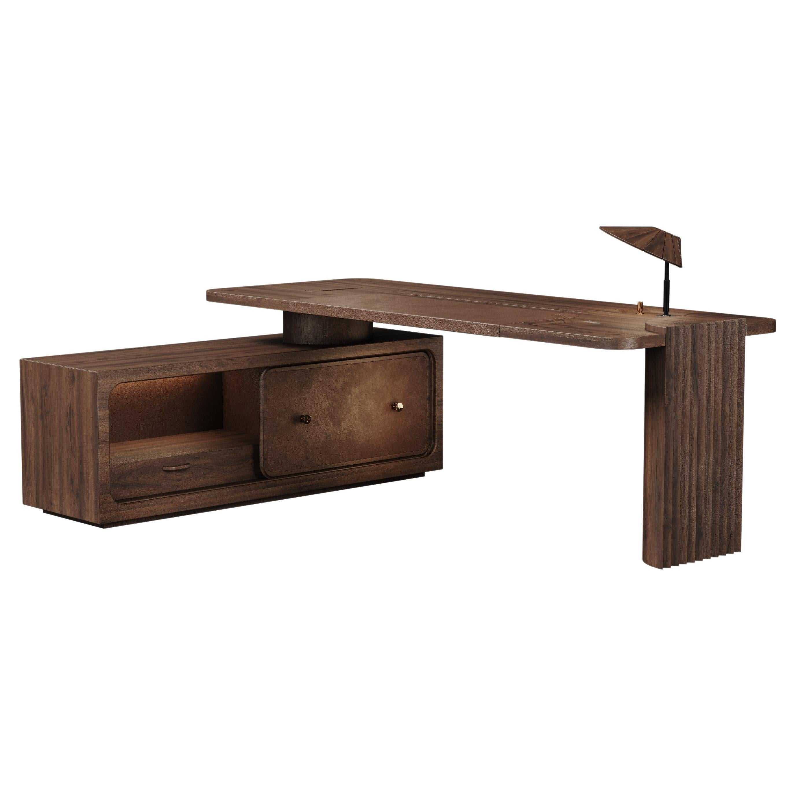 21st Century Willington Desk Walnut Wood Leather