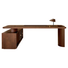 21st Willington Desk Walnut Wood Leather Handmade in Portugal by Wood Tailors