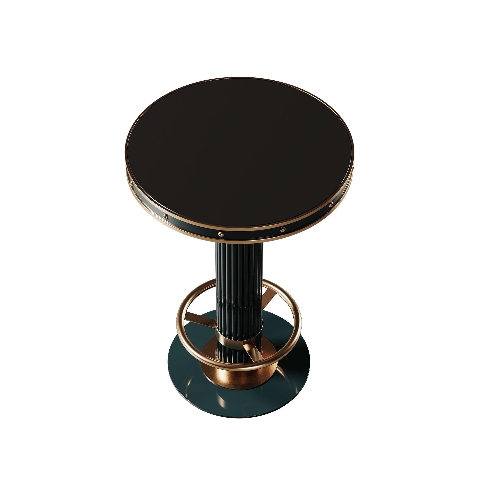 21st Century Willis Bar Table Lacquered Brass Wood Metal In New Condition For Sale In RIO TINTO, PT