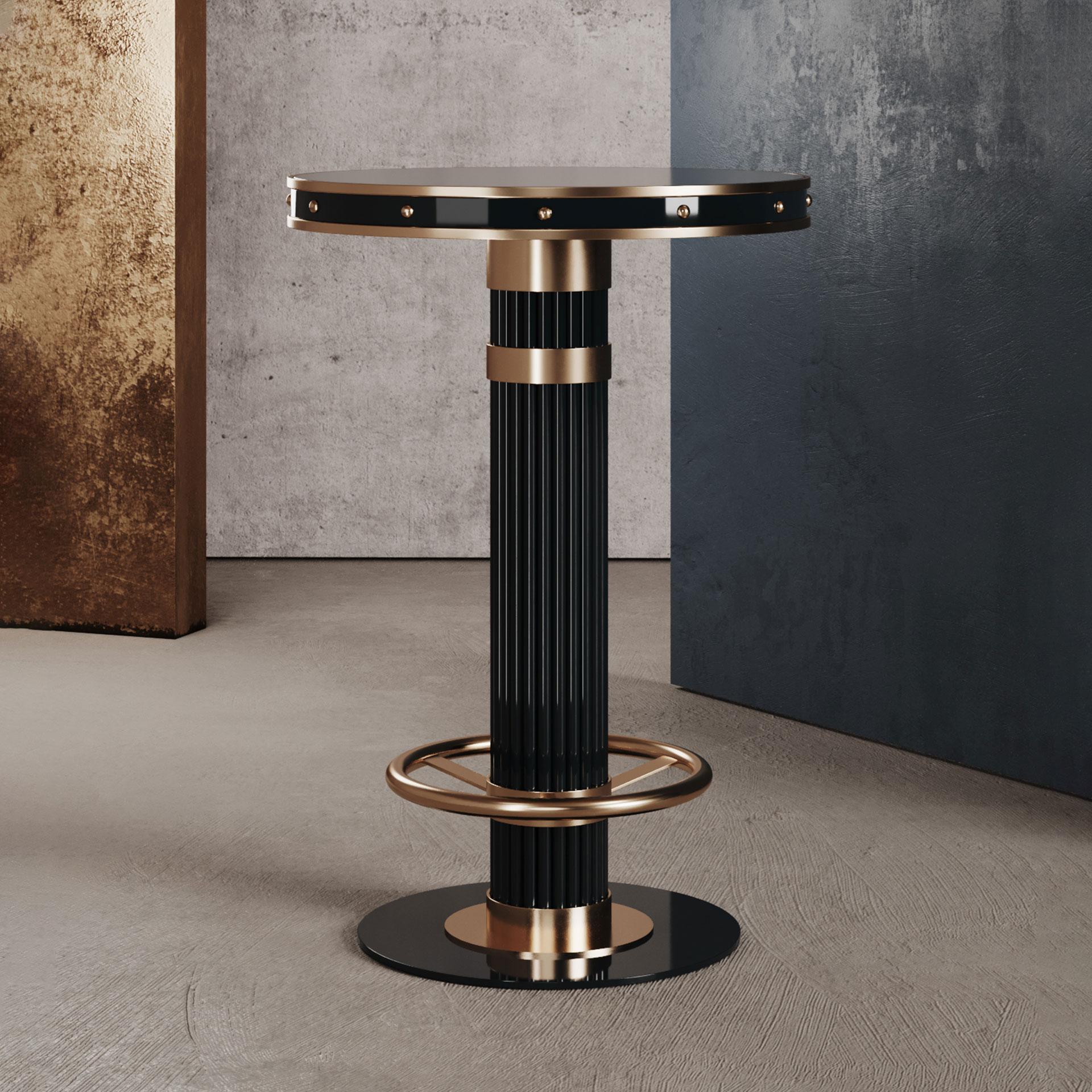 Contemporary 21st Century Willis Bar Table Lacquered Brass Wood Metal For Sale