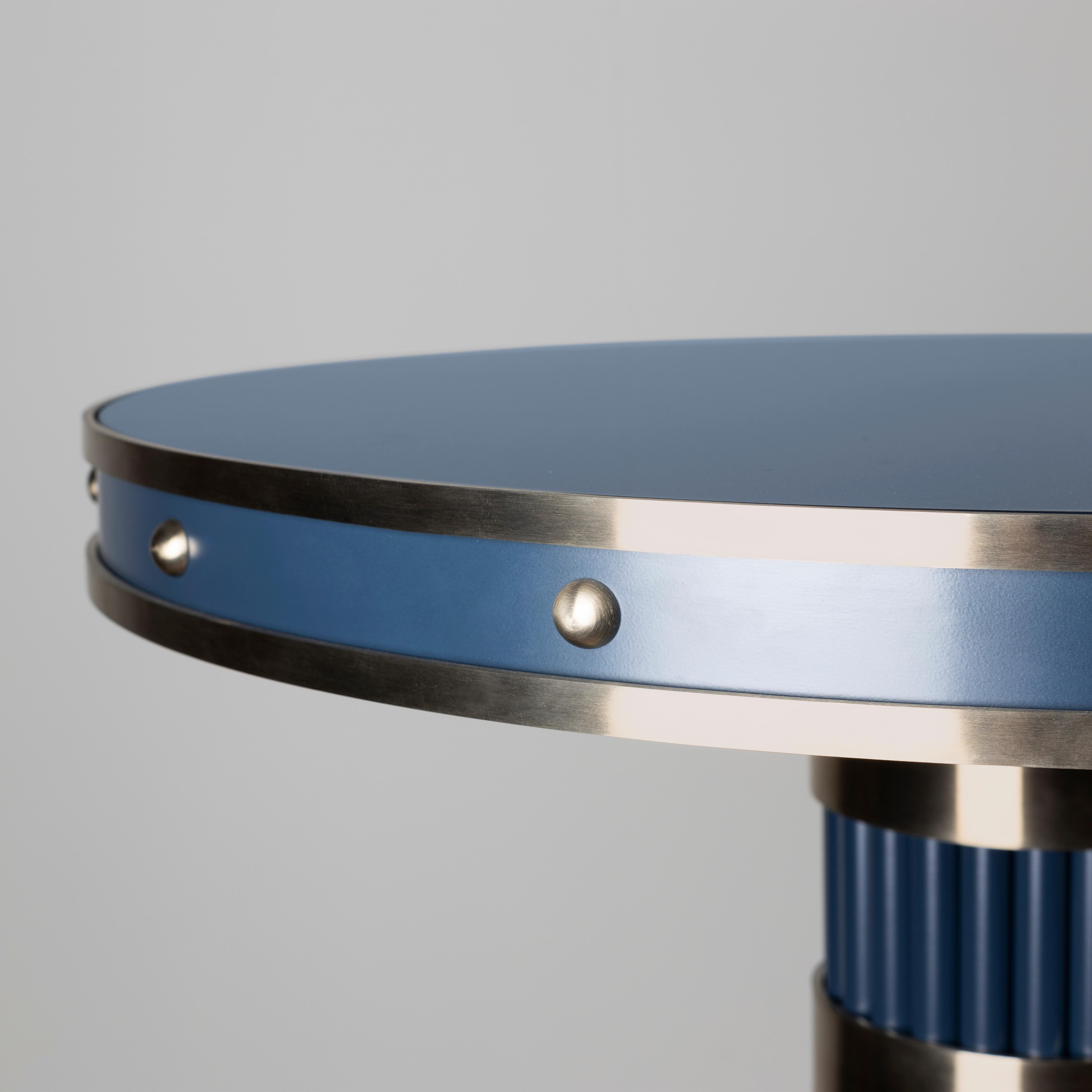Table de bar Willis du 21e siècle en acier laqué, bois et métal par Porus Studio en vente 2