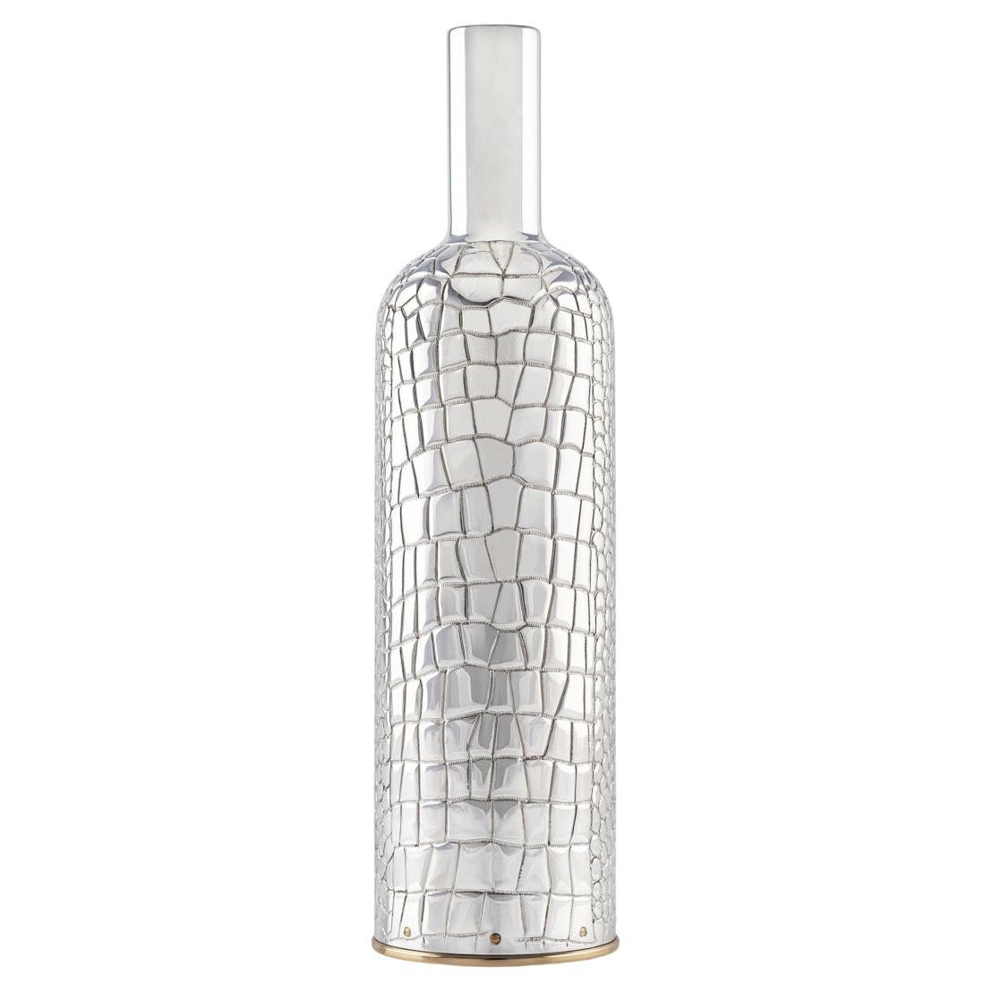 Couverture pour bouteilles de vin, cadeau de collection mariage, argent massif, crocodile, Italie