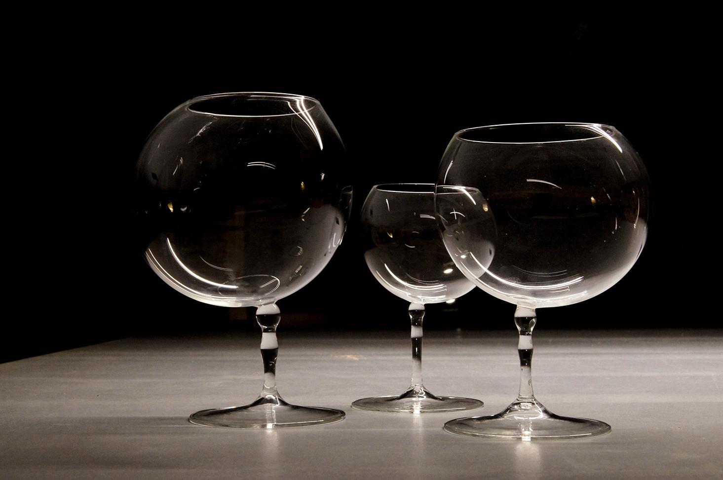 Hand-Crafted 21st Century Set of 6 Wine Glass, Bubble XL, Mouth-Blown, Trasparent, Kanz  For Sale