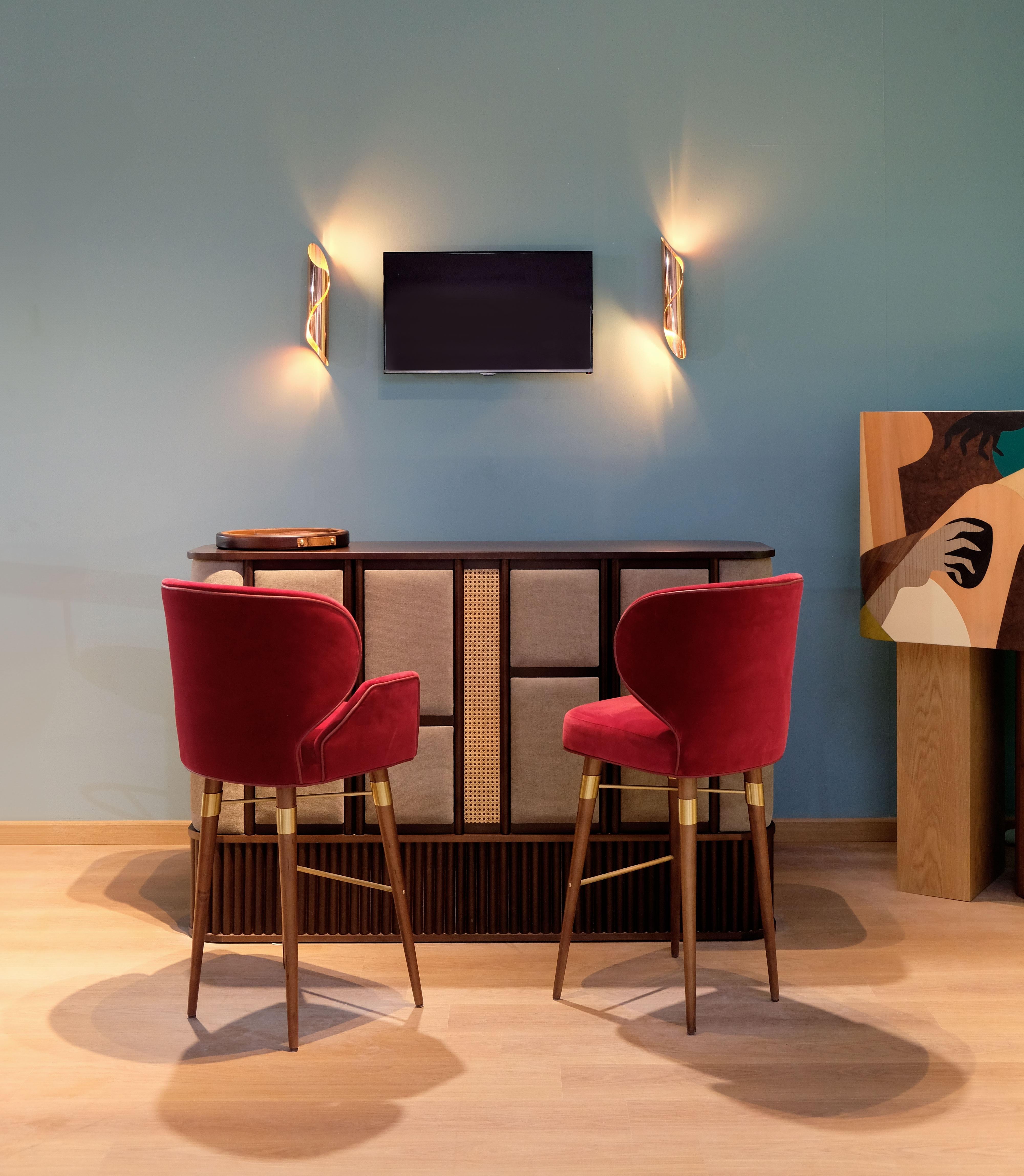 Mostrador de bar Tom de ratán de madera del siglo XXI Hecho a mano en Portugal por Wood Tailors Siglo XXI y contemporáneo en venta