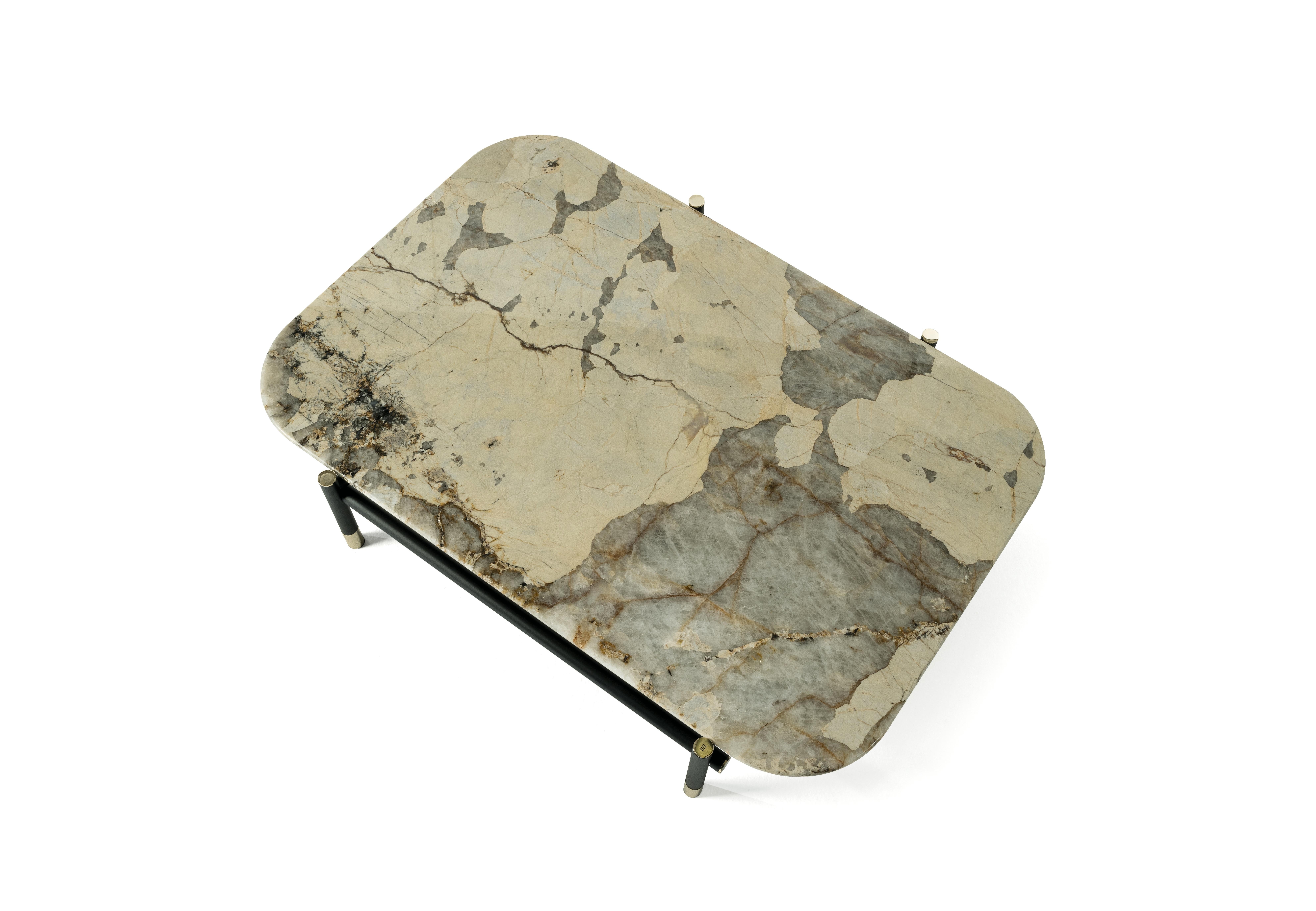Italian 21st Century Woodstock Center Table with Marble Patagonia by Etro Home Interiors For Sale