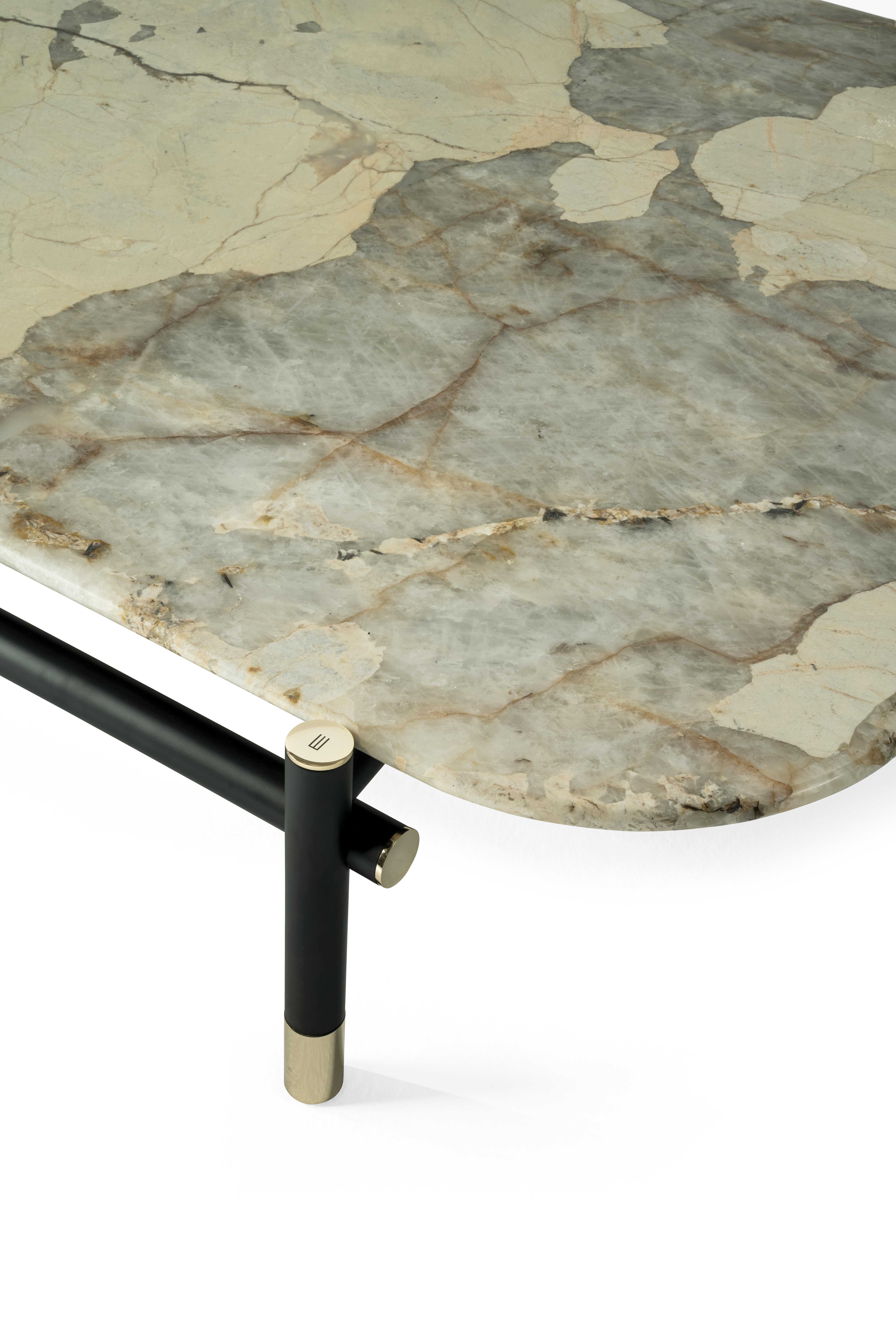 21st Century Woodstock Center Table with Marble Patagonia by Etro Home Interiors In New Condition For Sale In Cantù, Lombardia