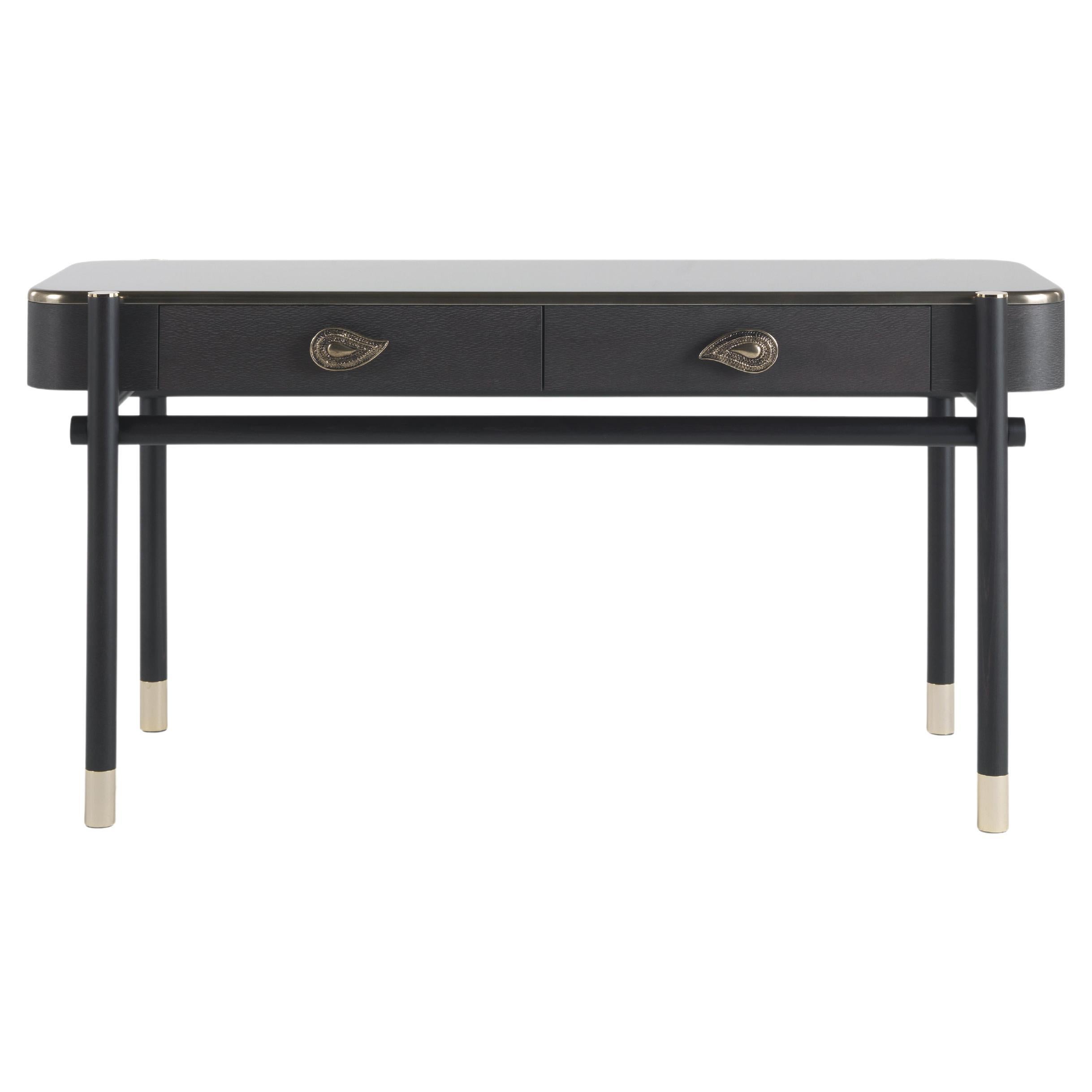 Table de coiffeuse en bois et laiton du 21e siècle par Etro Home Interiors