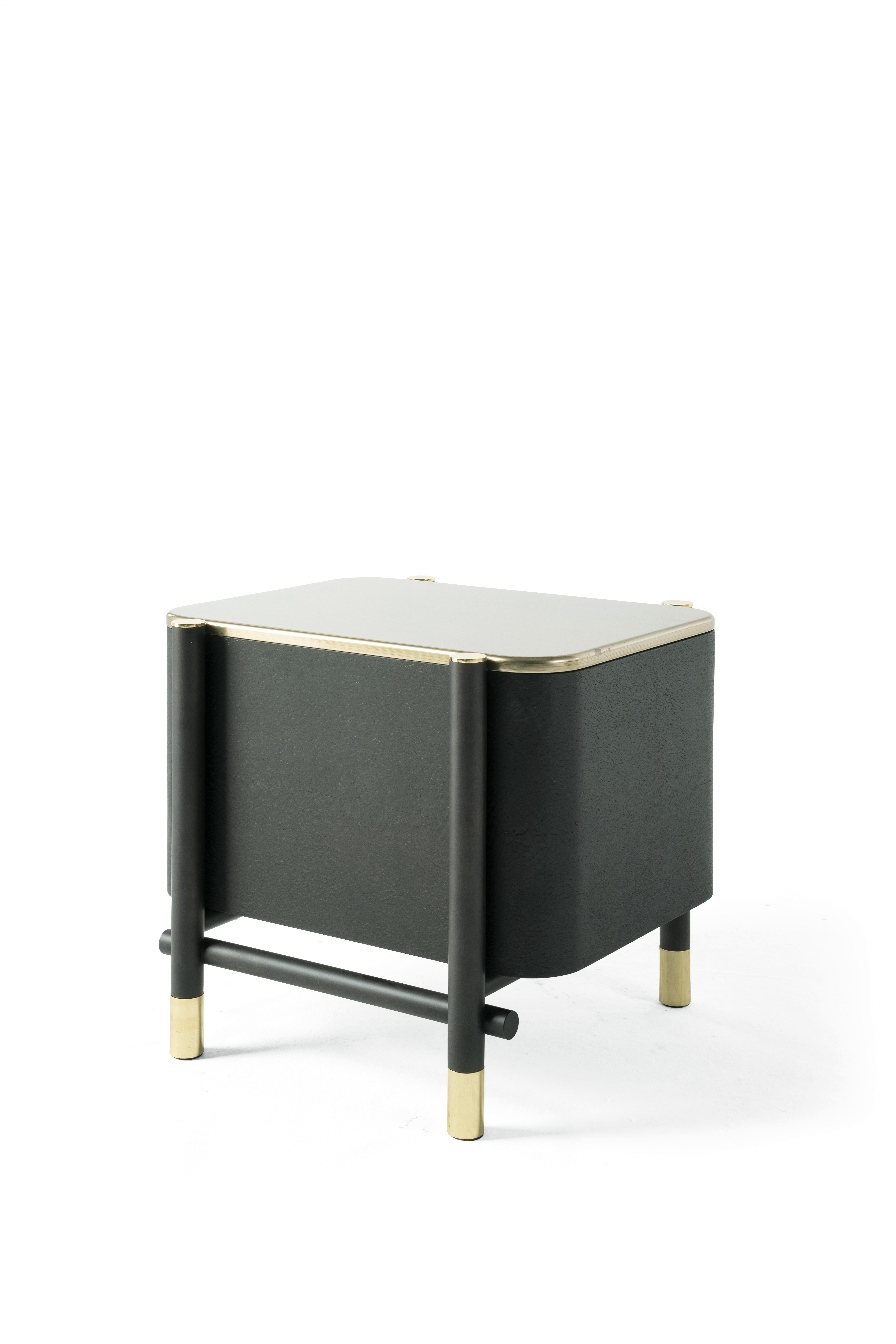 Modern 21st Century Woodstock Night Table 2 Drawers in Wood by Etro Home Interiors For Sale