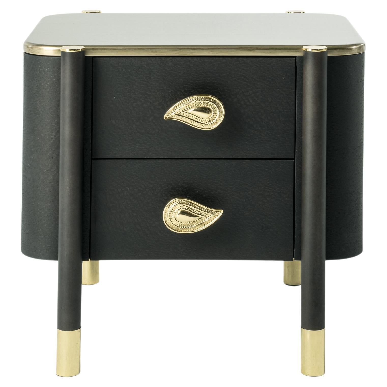 21st Century Woodstock Night Table 2 Drawers in Wood by Etro Home Interiors For Sale