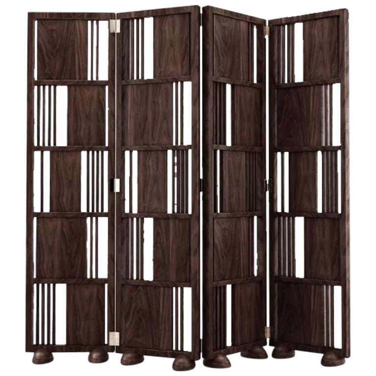 21st Century Wordsworth Folding Screen Walnut Wood