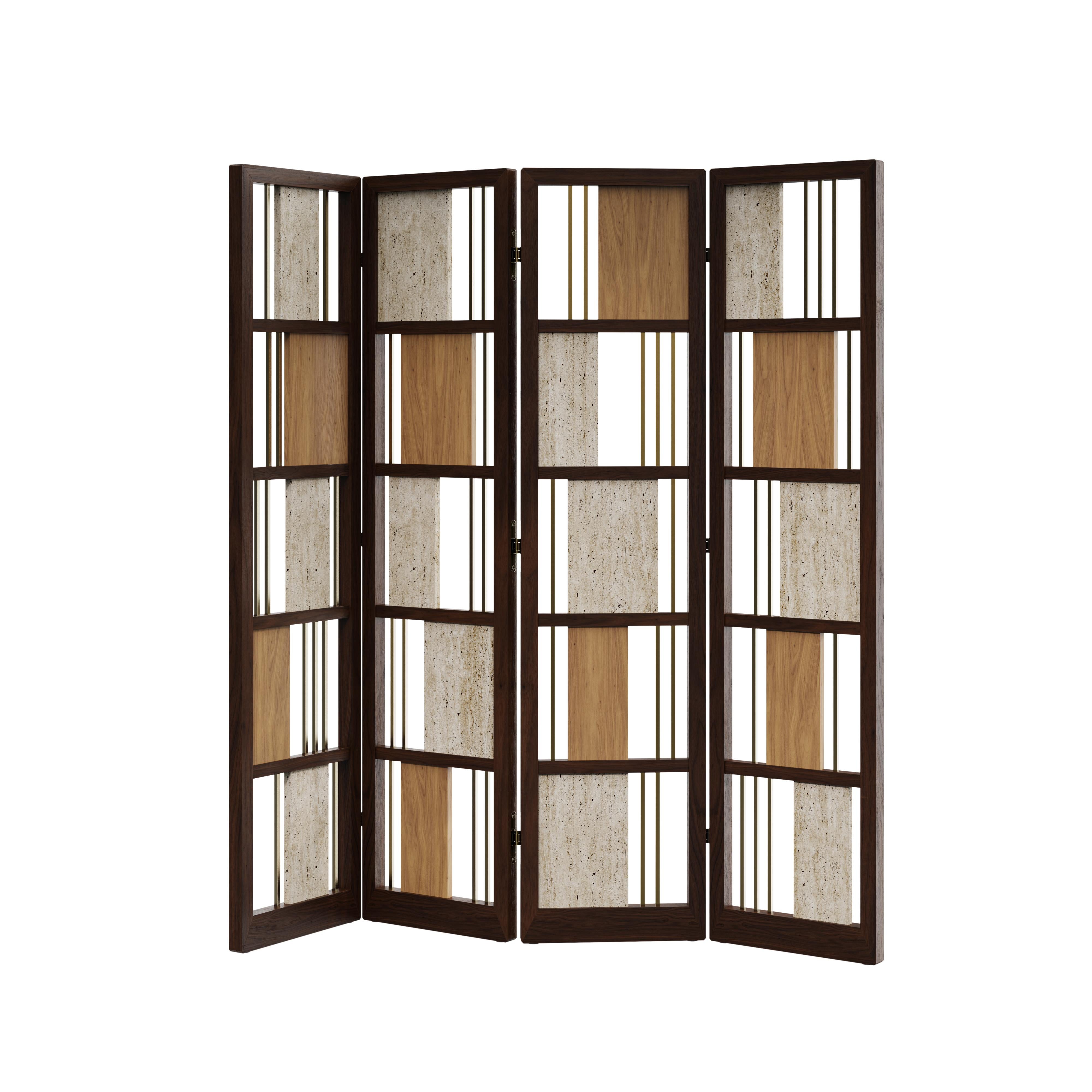Portuguese 21st Century Wordsworth Folding Screen Wood Made in Portugal by Wood Tailors For Sale