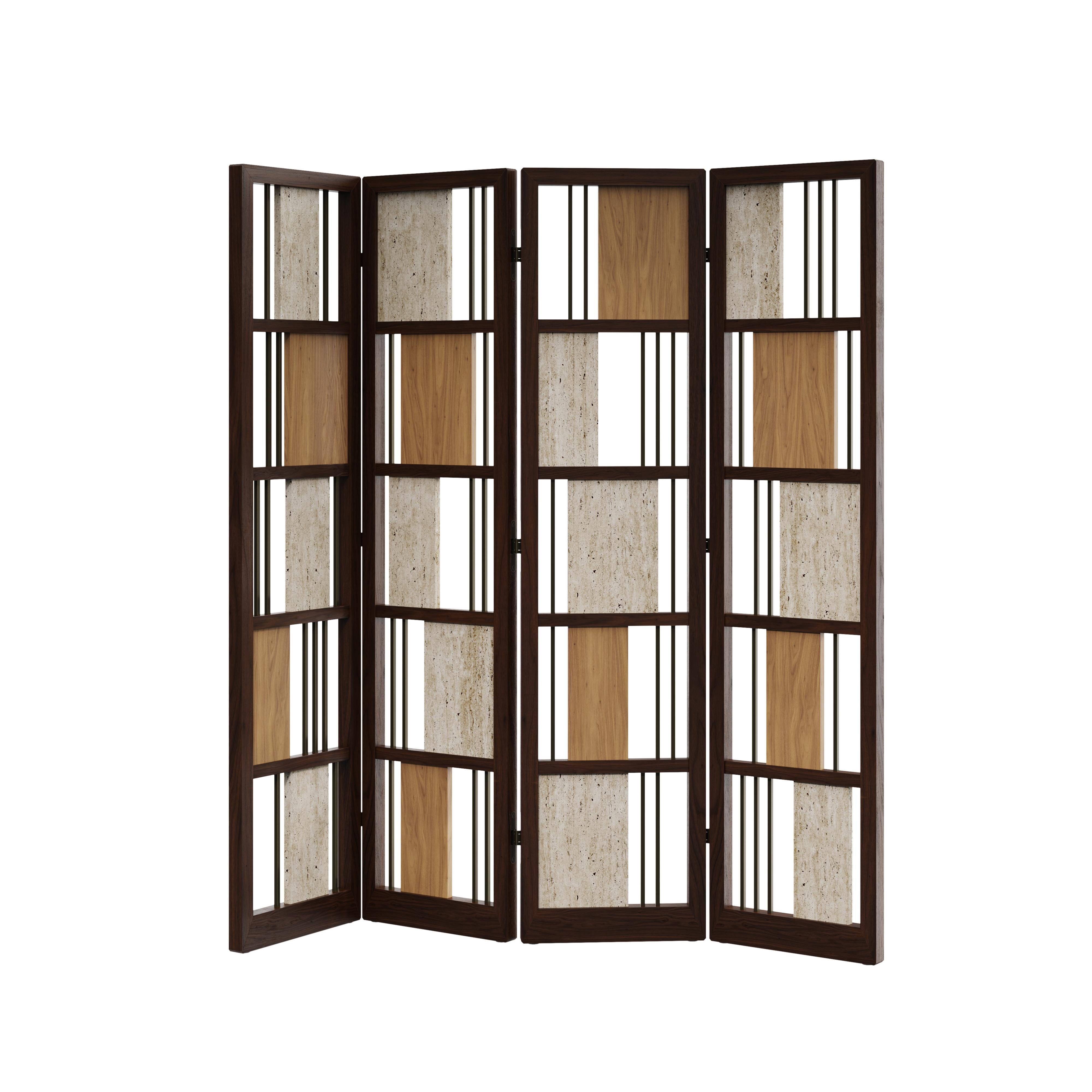 21st Century Wordsworth Folding Screen Wood Made in Portugal by Wood Tailors In New Condition For Sale In RIO TINTO, PT