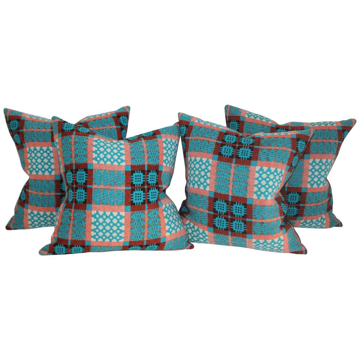 21st Century Woven Jaquard Coverlet Pillows, Pair