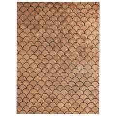 21st Century Woven Jute Carpet Rug in Natural Color and Black Shells