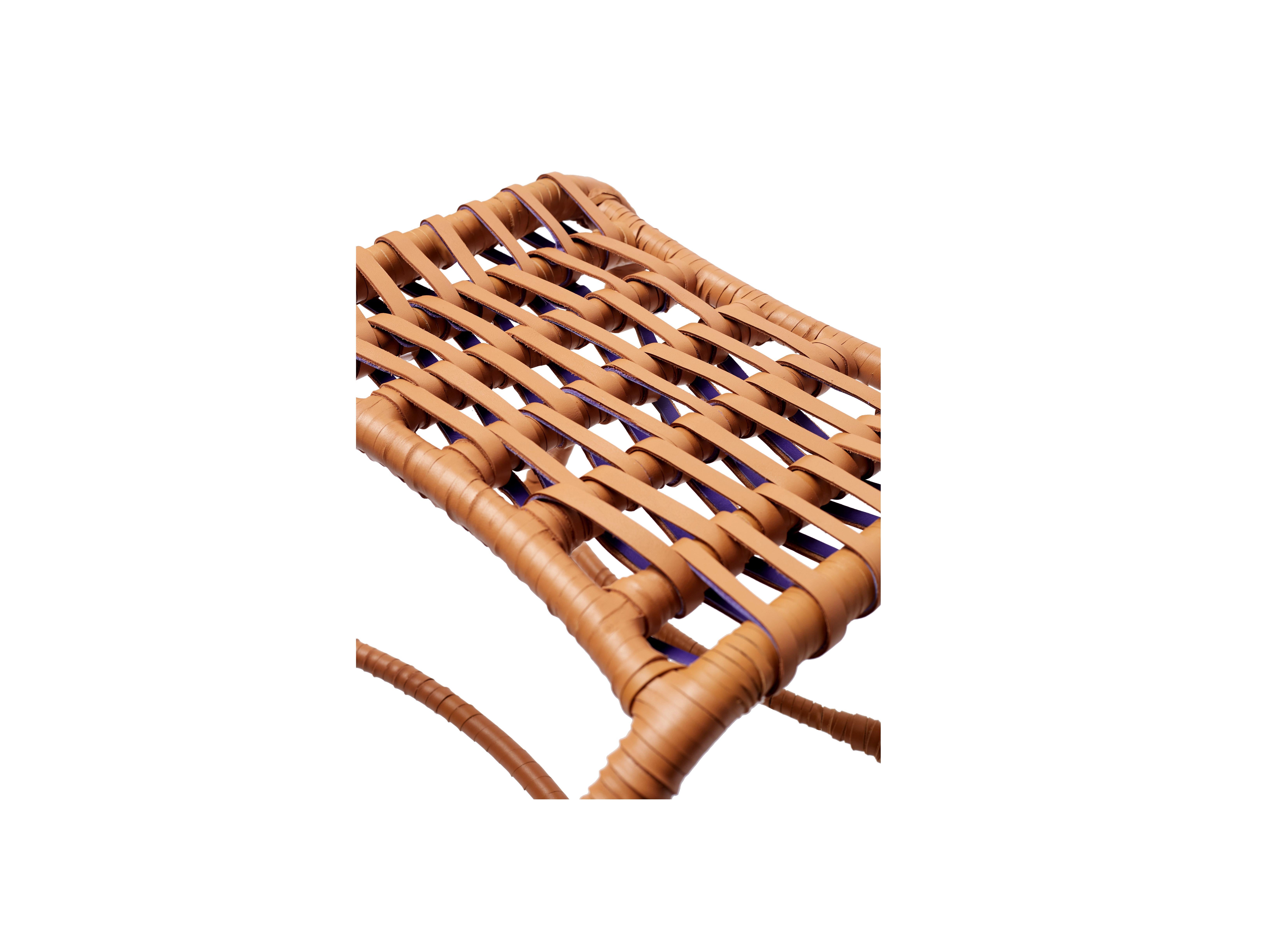 Nigerian 21st century Woven Leather Bata Stool For Sale