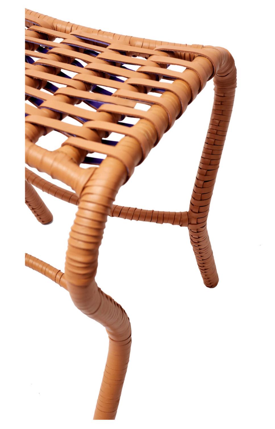 Hand-Crafted 21st century Woven Leather Bata Stool For Sale