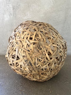 21st Century Woven Oak Sphere Lighted Sculpture by Lucy Slivinski