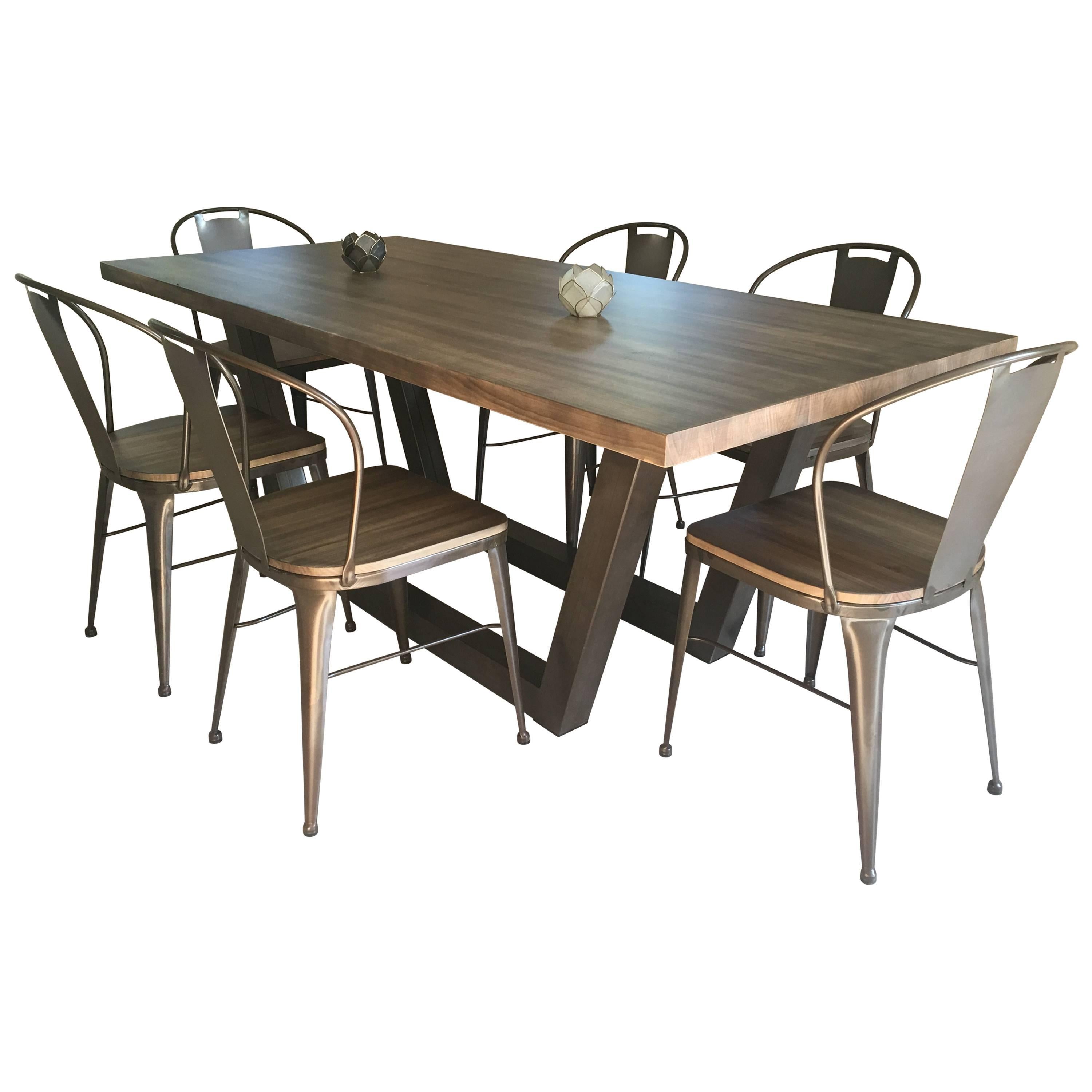 Contemporary 21st Century Wrought Iron Patio or Kitchen Dinning Table, Indoor and Outdoor For Sale