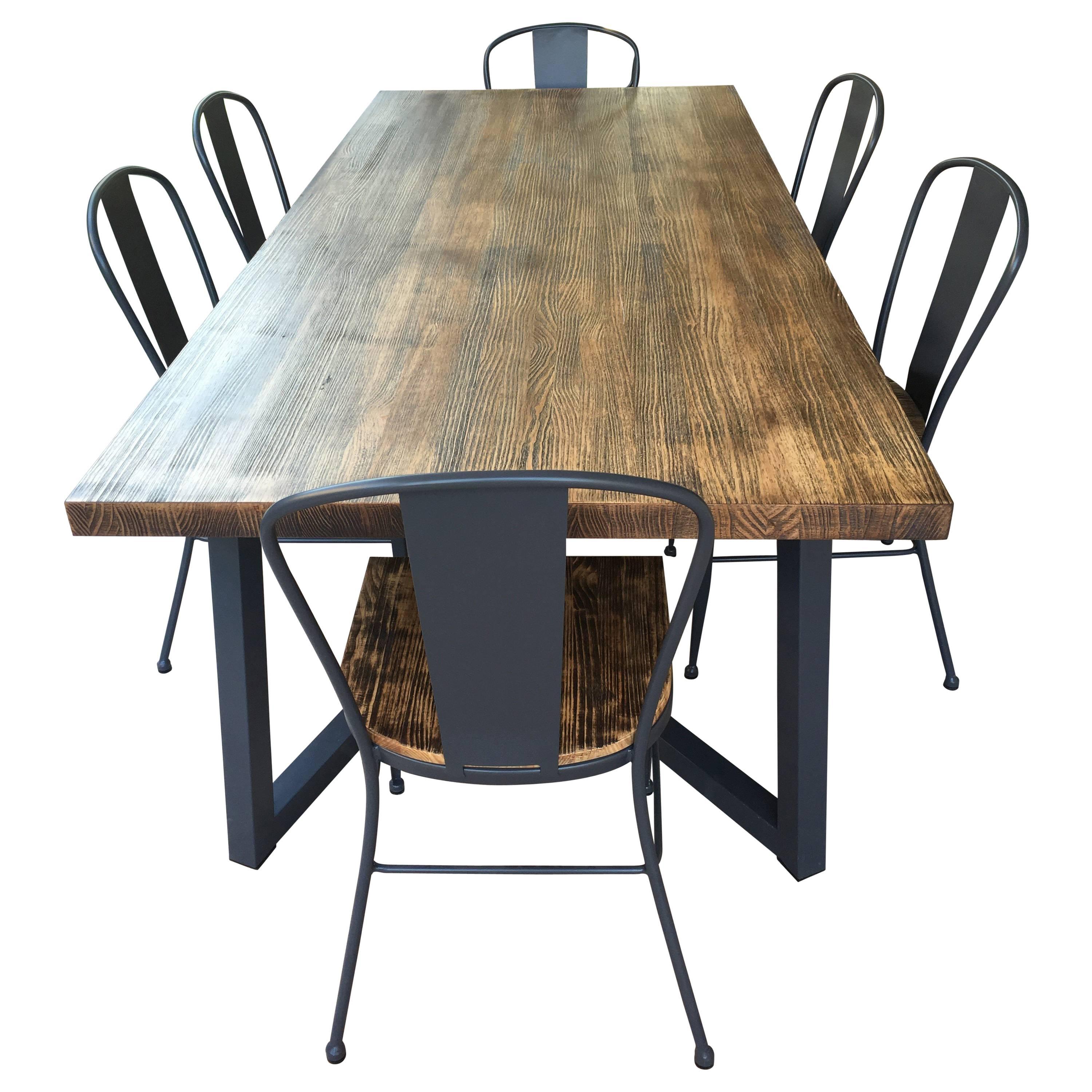 Wrought iron set of patio dining table and chairs
Pine top with beautiful patina.